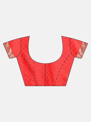 Red woven semi silk saree  with blouse 5