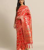 Red woven semi silk saree  with blouse