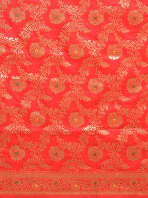 Red woven semi silk saree  with blouse 3