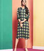 Blue printed rayon kurtas-and-kurtis