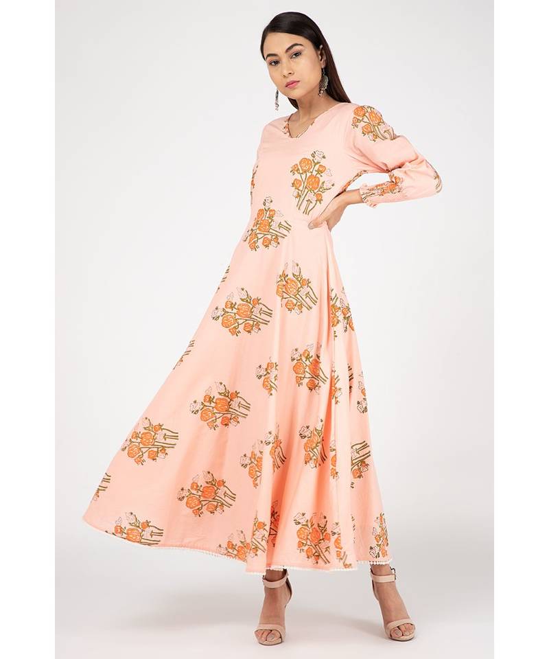 Peach Floral Dress