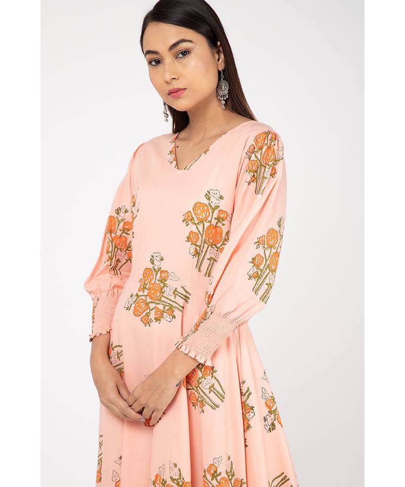 Peach Floral Dress