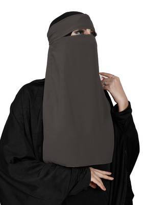JSDC Women Bubble Georgette Plain Single Layer Niqab Nosepiece Hijab 2
