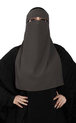 JSDC Women Bubble Georgette Plain Single Layer Niqab Nosepiece Hijab 3