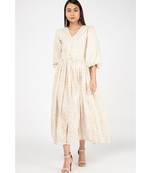 Beige Gold Print Dress