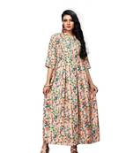 White printed crepe ethnic-kurtis