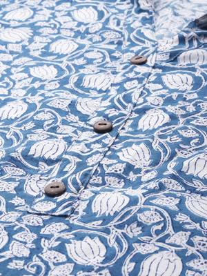 Blue printed cotton cotton-kurtis 4