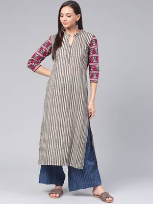 Grey printed cotton cotton-kurtis 1