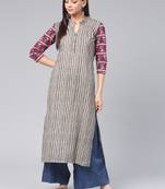 Grey printed cotton cotton-kurtis