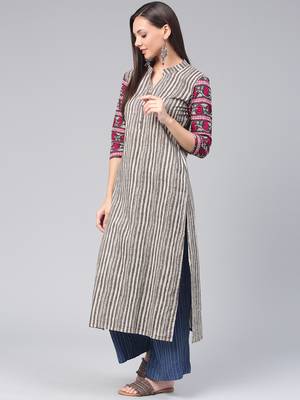 Grey printed cotton cotton-kurtis 2