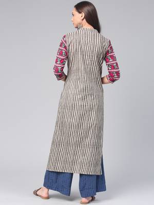Grey printed cotton cotton-kurtis 3