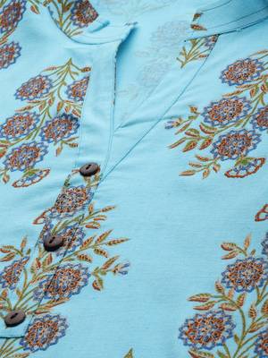 Blue printed cotton cotton-kurtis 4