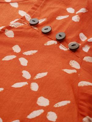 Orange printed cotton cotton-kurtis 4