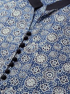 Blue printed cotton cotton-kurtis 4