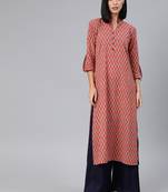 Orange printed cotton cotton-kurtis