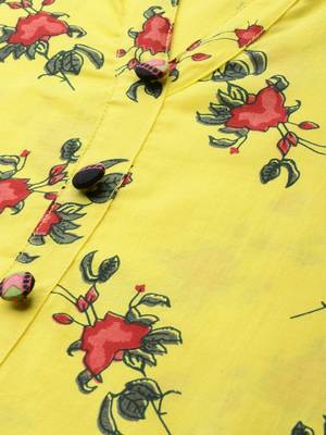 Yellow printed cotton cotton-kurtis 4