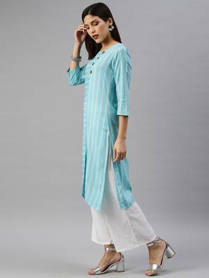 Blue printed rayon kurtas-and-kurtis 2