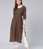 Brown printed cotton cotton-kurtis