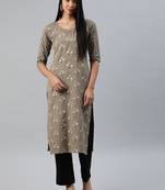 Brown printed cotton cotton-kurtis