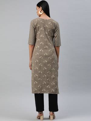 Brown printed cotton cotton-kurtis 3