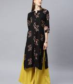 Black printed rayon kurtas-and-kurtis