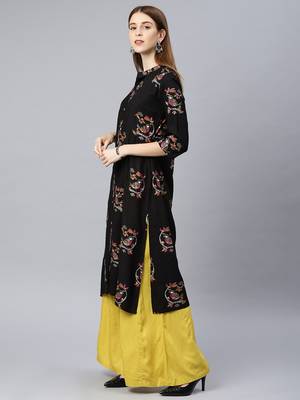 Black printed rayon kurtas-and-kurtis 2