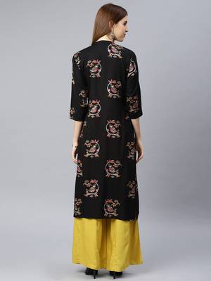 Black printed rayon kurtas-and-kurtis 3