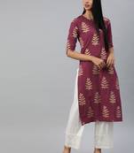 Mauve printed cotton cotton-kurtis
