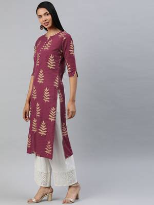 Mauve printed cotton cotton-kurtis 2