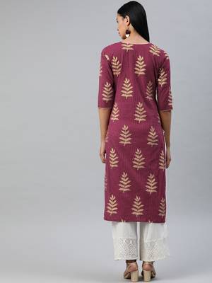 Mauve printed cotton cotton-kurtis 3
