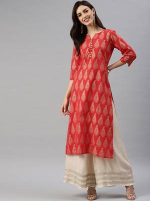 Red printed cotton cotton-kurtis 1