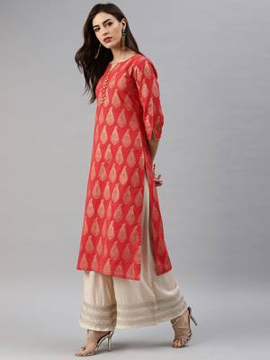 Red printed cotton cotton-kurtis 2