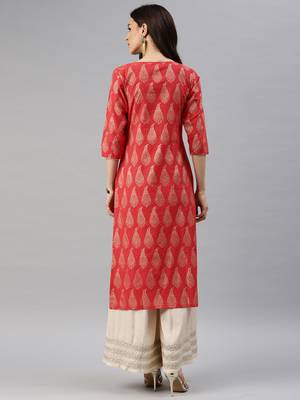 Red printed cotton cotton-kurtis 3