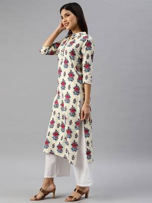 White printed cotton cotton-kurtis 2