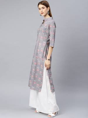 Grey printed cotton cotton-kurtis 2