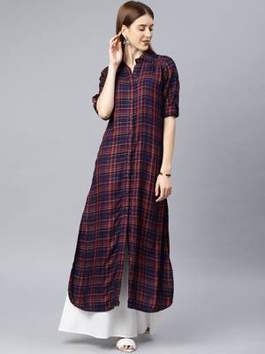 Brown printed rayon kurtas-and-kurtis 1