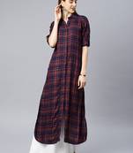 Brown printed rayon kurtas-and-kurtis