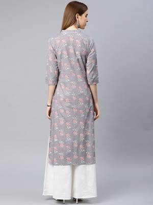 Grey printed cotton cotton-kurtis 3