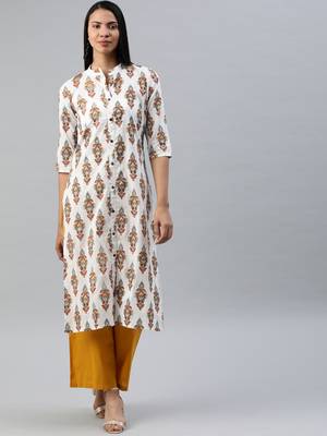 White printed cotton cotton-kurtis 1