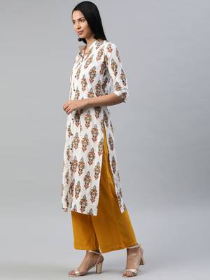 White printed cotton cotton-kurtis 2