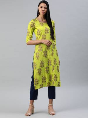 Green printed cotton cotton-kurtis 1