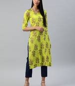 Green printed cotton cotton-kurtis