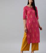 Pink printed cotton cotton-kurtis