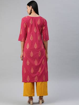 Pink printed cotton cotton-kurtis 3