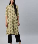 Brown printed cotton cotton-kurtis