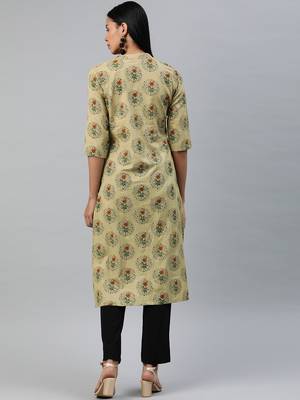 Brown printed cotton cotton-kurtis 3