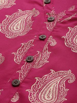 Pink printed viscose rayon kurtas-and-kurtis 4