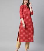 Red printed cotton cotton-kurtis
