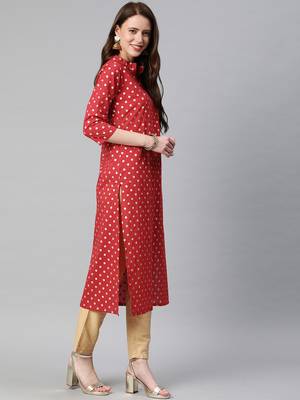 Red printed cotton cotton-kurtis 2