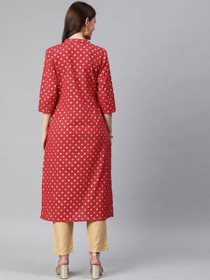 Red printed cotton cotton-kurtis 3